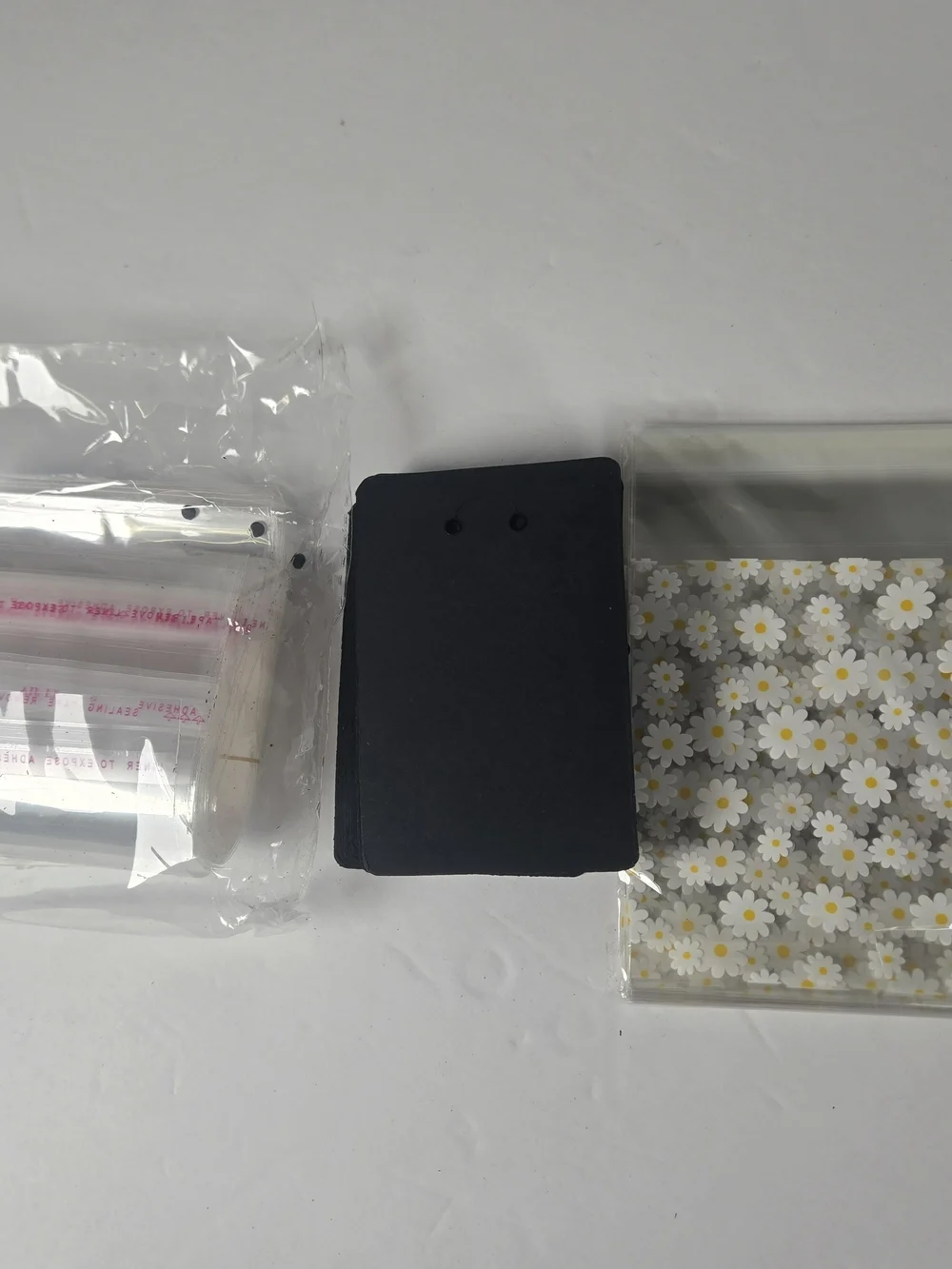 Black Jewelry Display Cards and Clear Packaging Bags Lot Daisy Print bags New